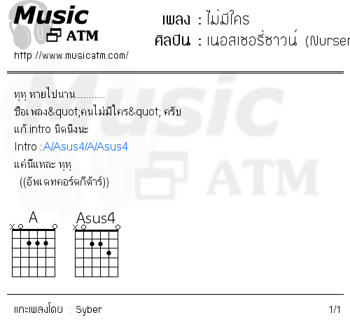 คอร์ดเพลง ไม่มีใคร