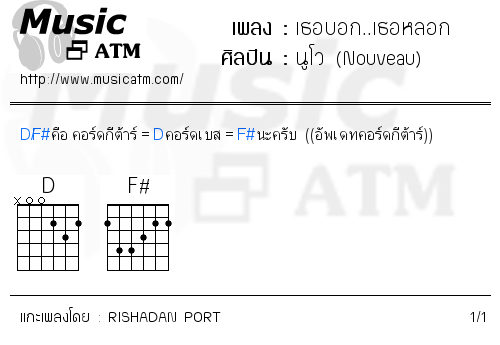 คอร์ดเพลง เธอบอก..เธอหลอก