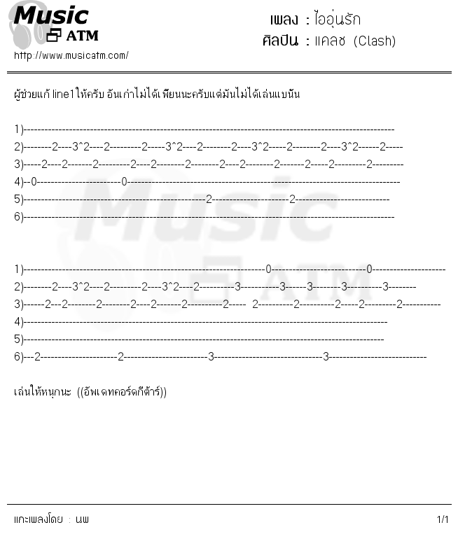 คอร์ดเพลง ไออุ่นรัก