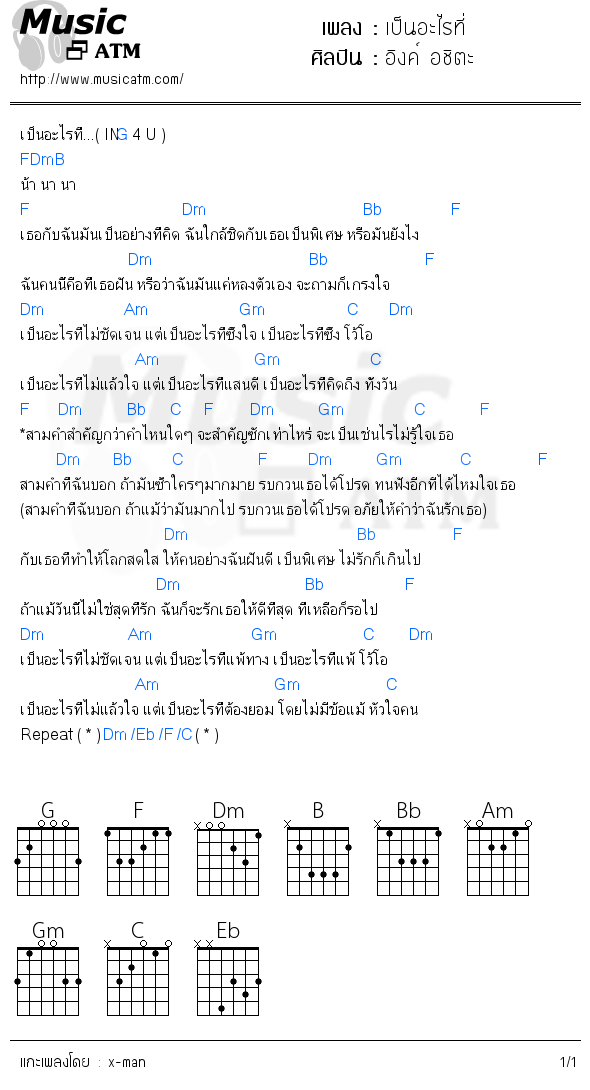 คอร์ดเพลง เป็นอะไรที่