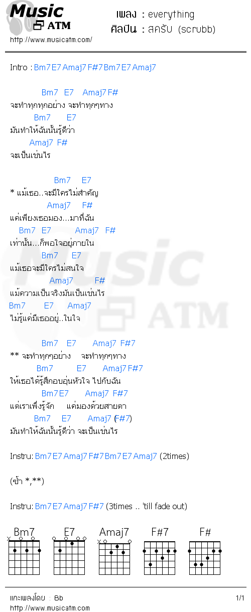 คอร์ดเพลง everything