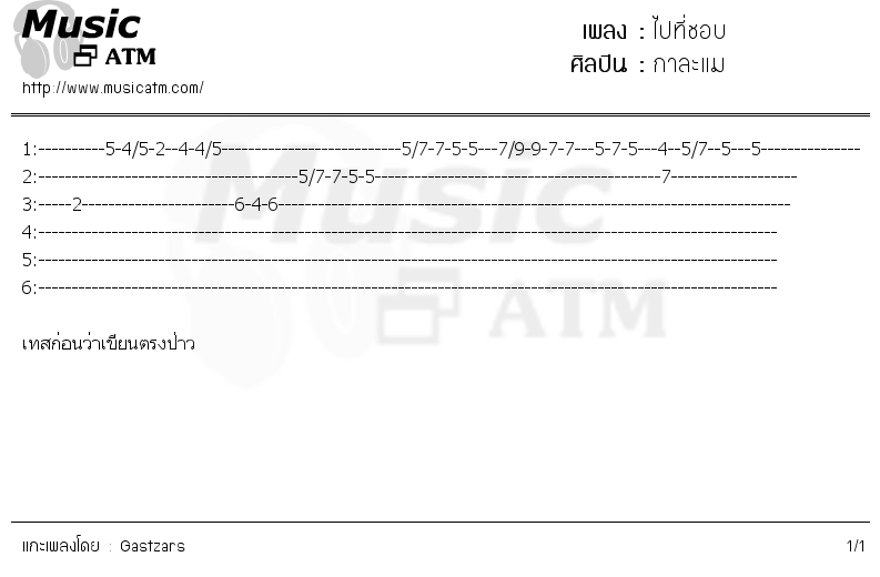 คอร์ดเพลง ไปที่ชอบ