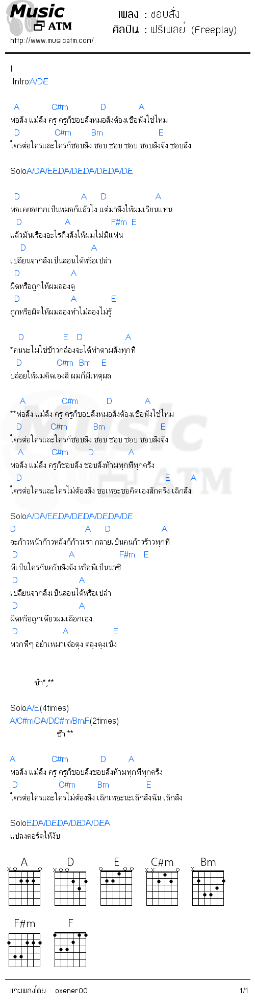 คอร์ดเพลง ชอบสั่ง