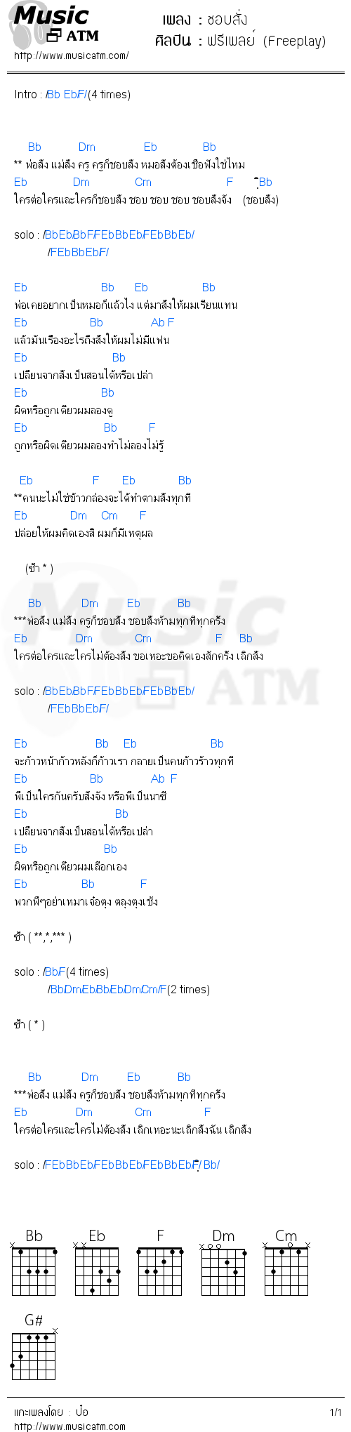 คอร์ดเพลง ชอบสั่ง