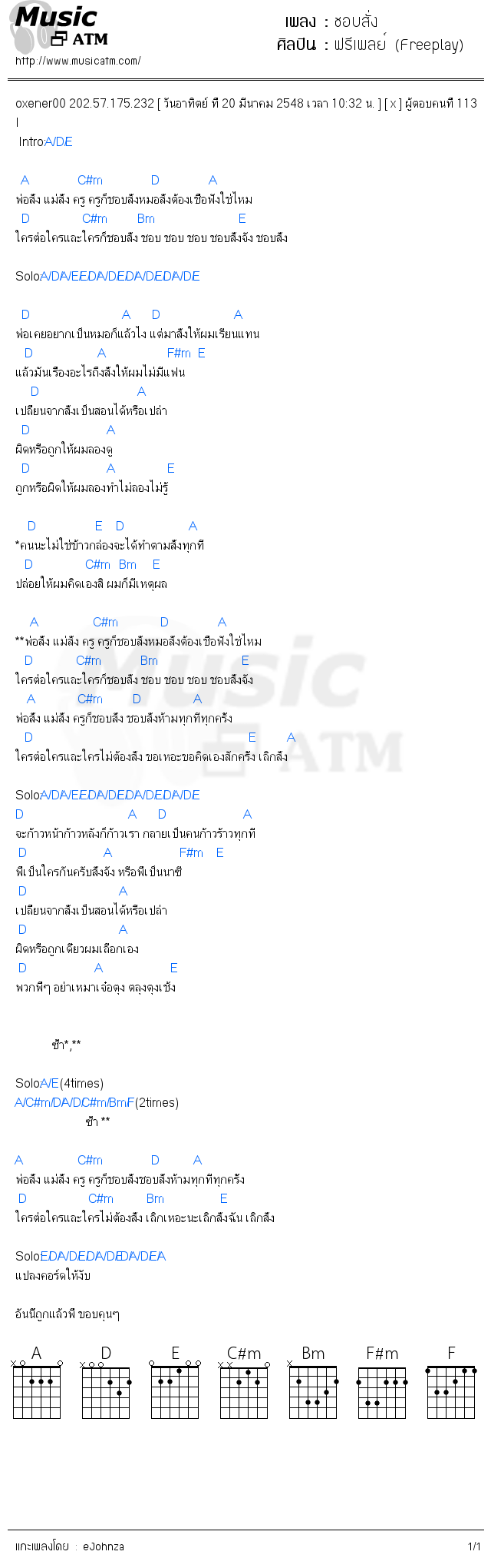 คอร์ดเพลง ชอบสั่ง