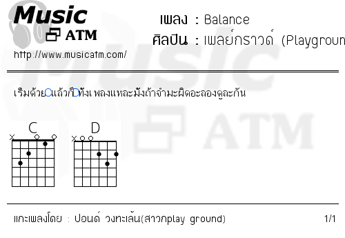 คอร์ดเพลง Balance - เพลย์กราวด์ (Playground) | MusicATM