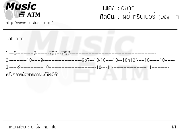 คอร์ดเพลง อยาก