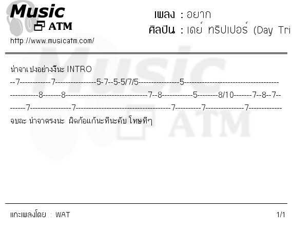 คอร์ดเพลง อยาก