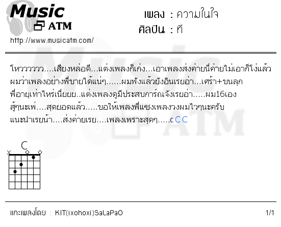 คอร์ดเพลง ความในใจ