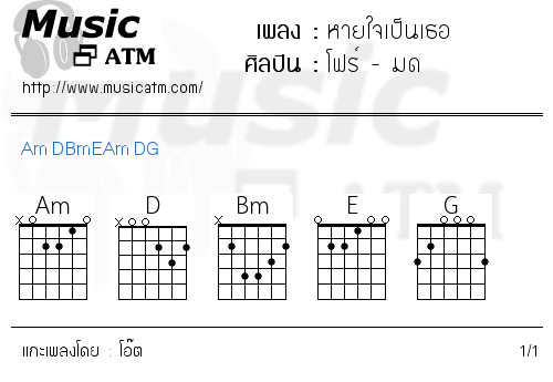 คอร์ดเพลง หายใจเป็นเธอ