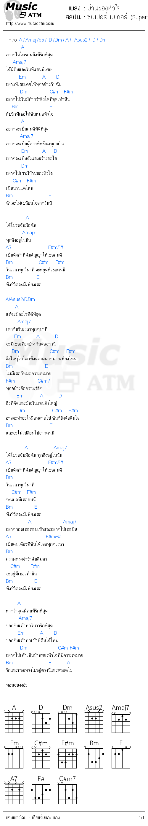 คอร์ดเพลง บ้านของหัวใจ