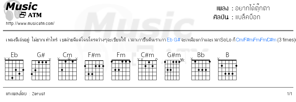 คอร์ดเพลง อยากได้ตุ๊กตา