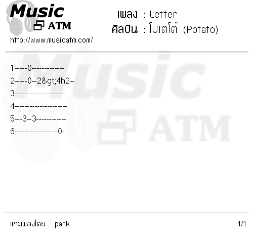 คอร์ดเพลง Letter