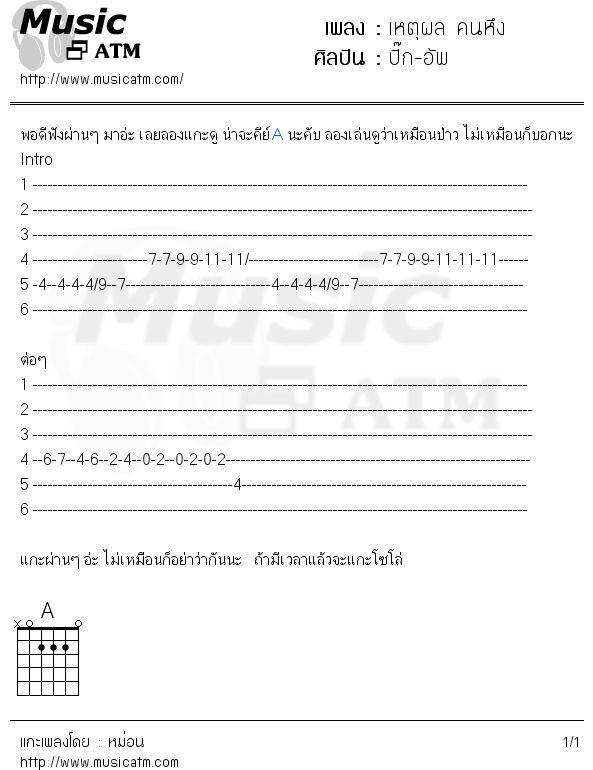 คอร์ดเพลง เหตุผล คนหึง