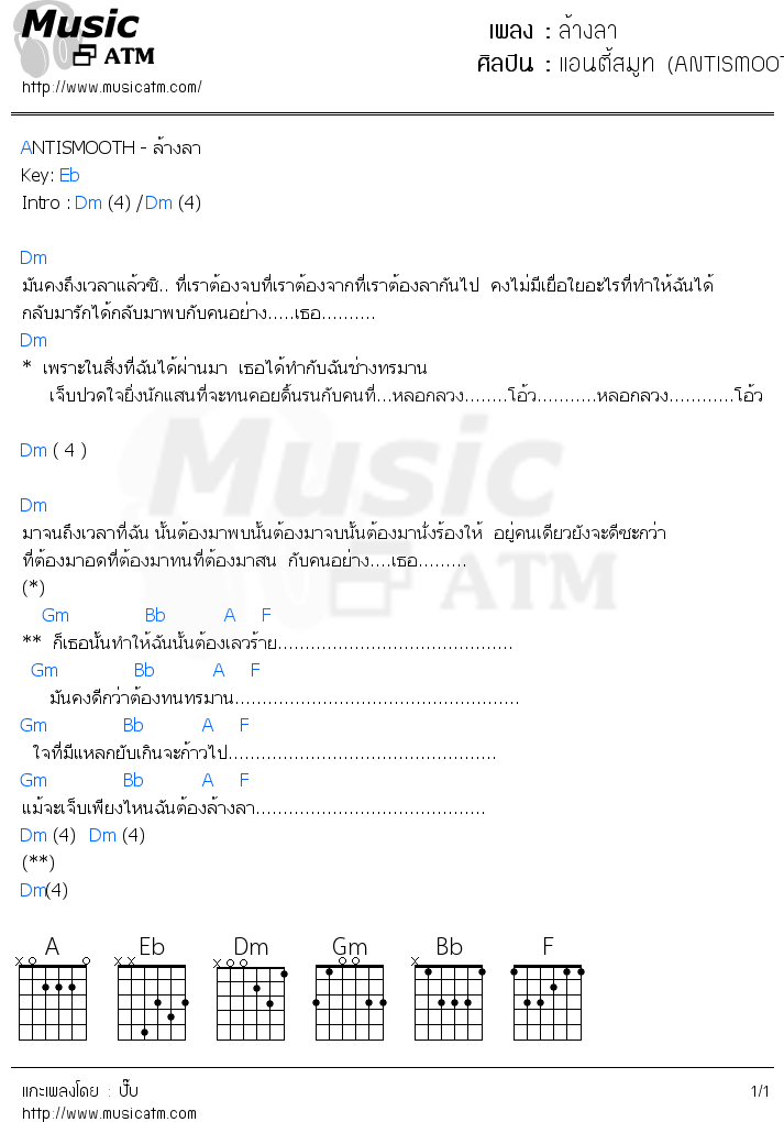 คอร์ดเพลง ล้างลา