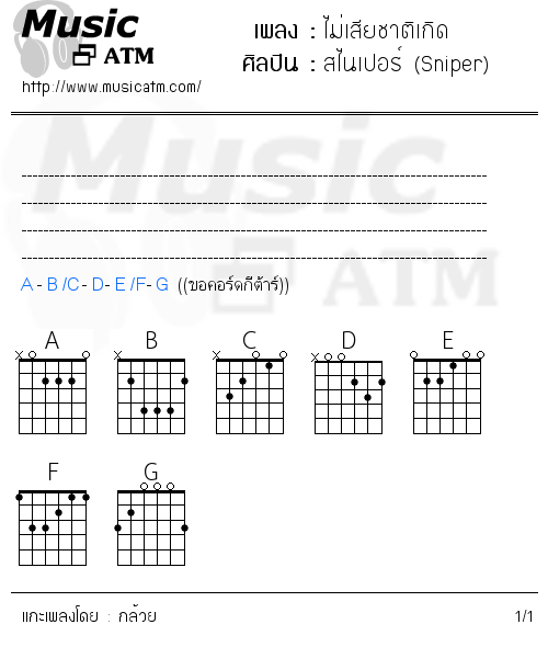 คอร์ดเพลง ไม่เสียชาติเกิด