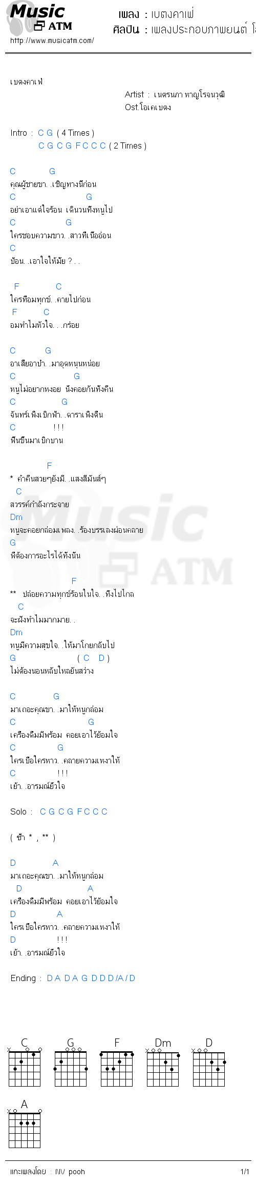 คอร์ดเพลง เบตงคาเฟ่