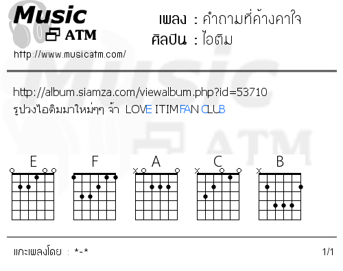 คอร์ดเพลง คำถามที่ค้างคาใจ