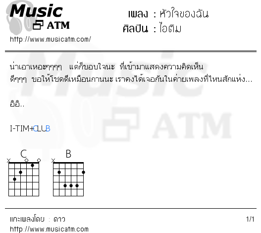 คอร์ดเพลง หัวใจของฉัน