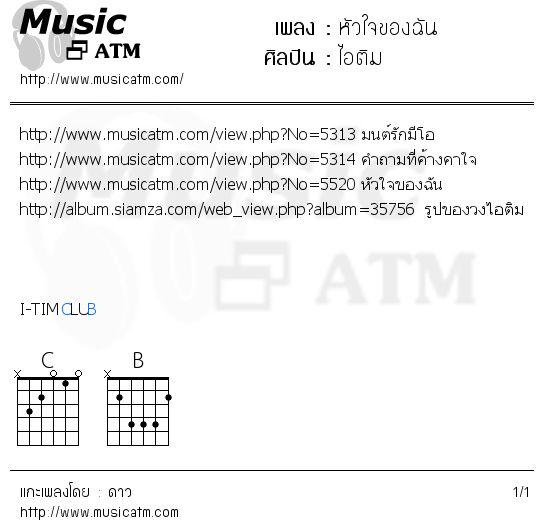 คอร์ดเพลง หัวใจของฉัน