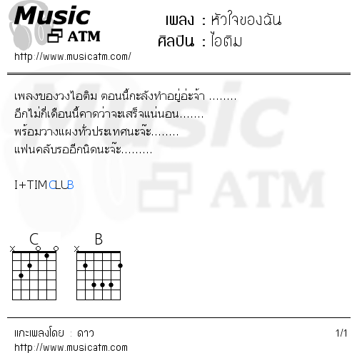 คอร์ดเพลง หัวใจของฉัน