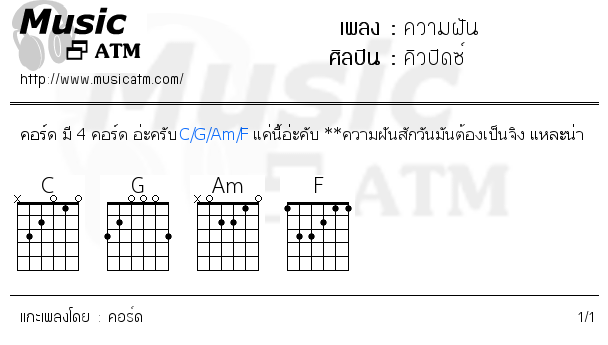 คอร์ดเพลง ความฝัน