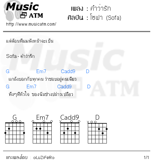 คอร์ดเพลง คำว่ารัก