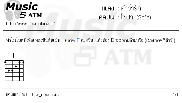 คอร์ดเพลง คำว่ารัก