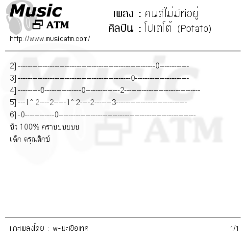 คอร์ดเพลง คนดีไม่มีทีอยู่