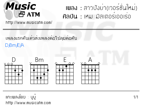 คอร์ดเพลง สาวปังย่า(เวอร์ชั่นใหม่)