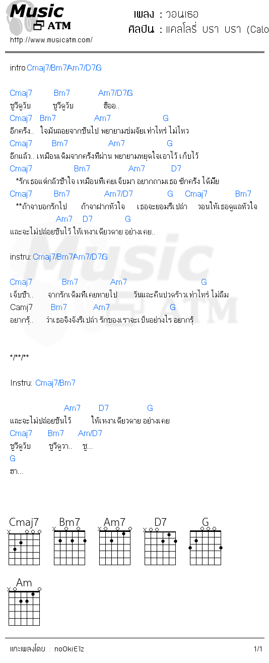 คอร์ดเพลง วอนเธอ