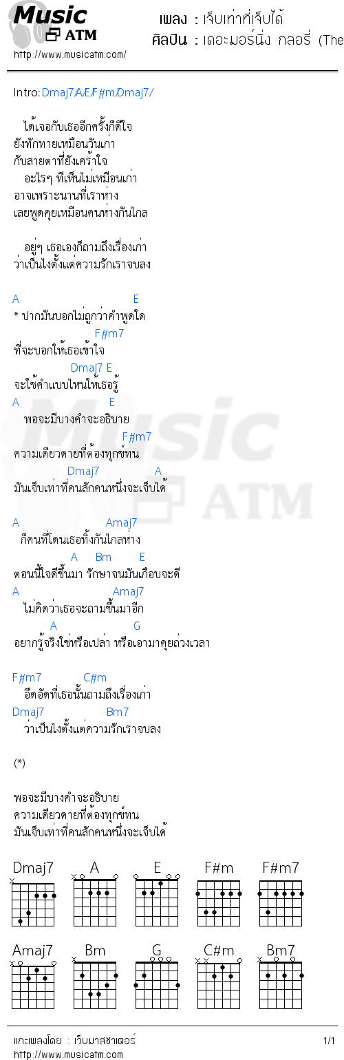 คอร์ดเพลง เจ็บเท่าที่เจ็บได้