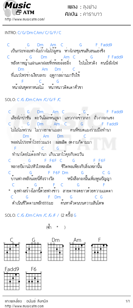 คอร์ดเพลง ลุงฟาง