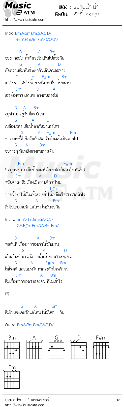 คอร์ดเพลง นิยายน้ำเน่า