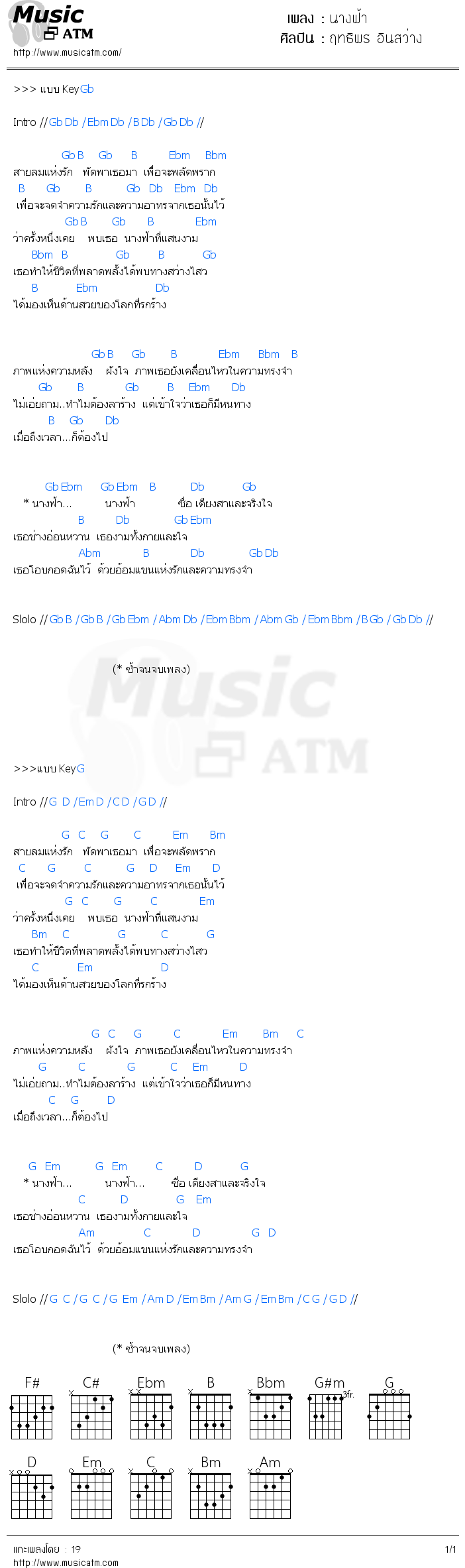 คอร์ดเพลง นางฟ้า