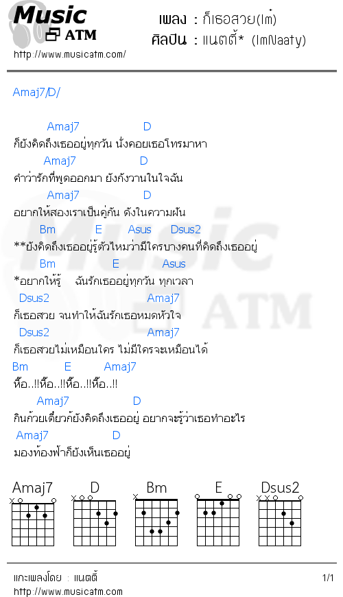 คอร์ดเพลง ก็เธอสวย(Im๋)