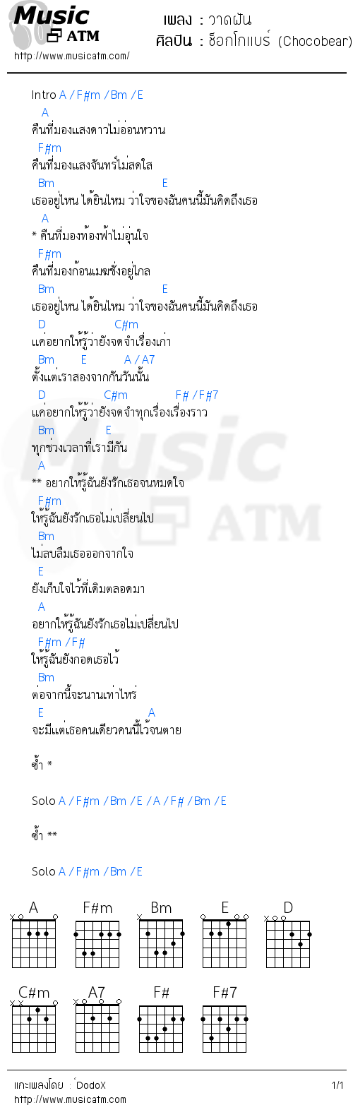 คอร์ดเพลง วาดฝัน