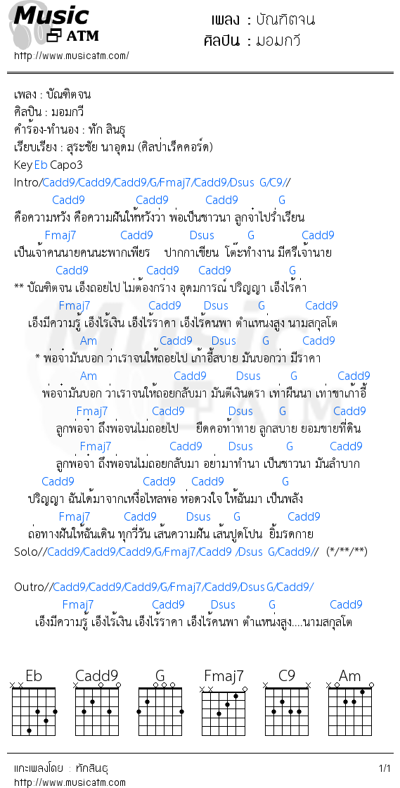 คอร์ดเพลง บัณฑิตจน