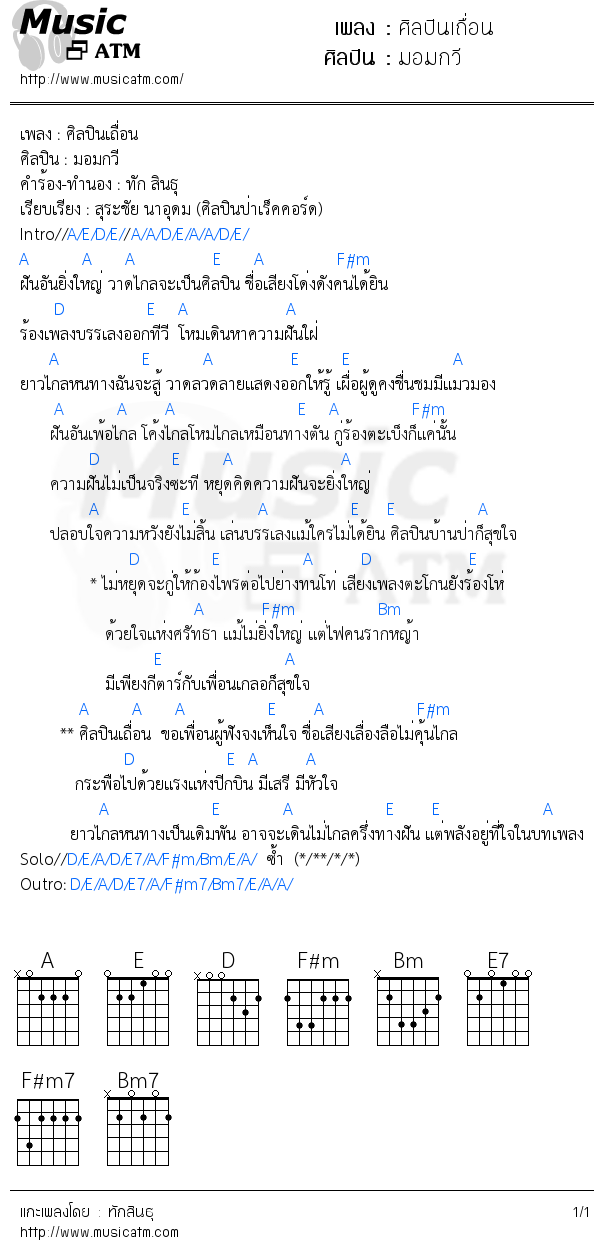 คอร์ดเพลง ศิลปินเถื่อน