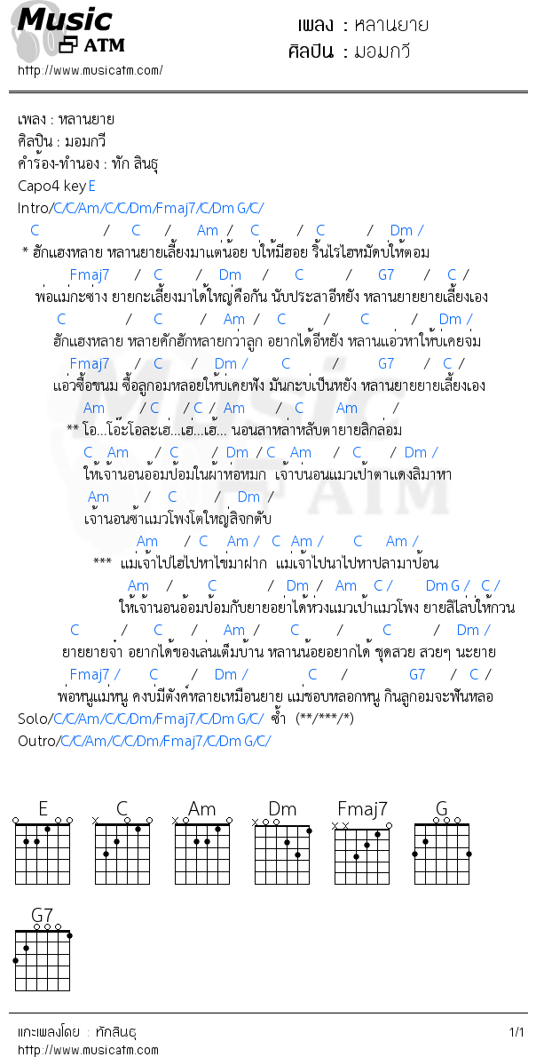 คอร์ดเพลง หลานยาย