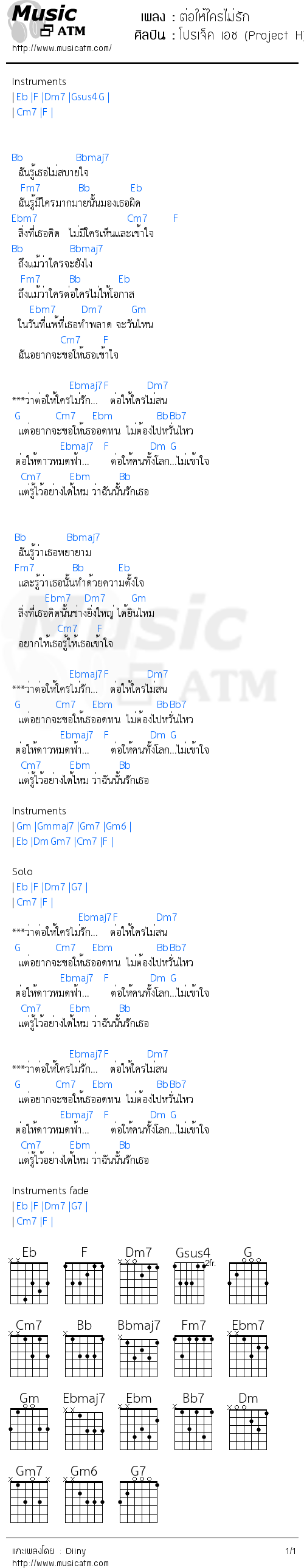 คอร์ดเพลง ต่อให้ใครไม่รัก