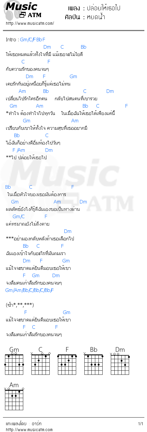 คอร์ดเพลง ปล่อยให้เธอไป