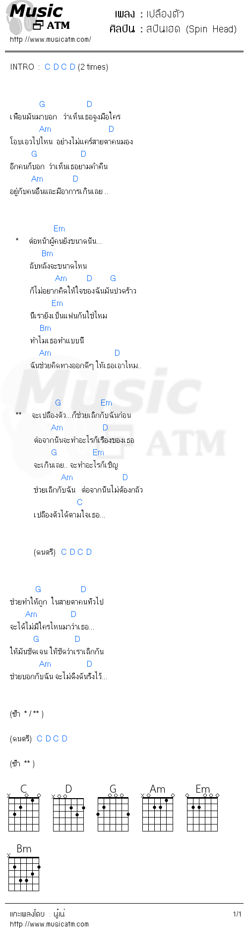 คอร์ดเพลง เปลืองตัว