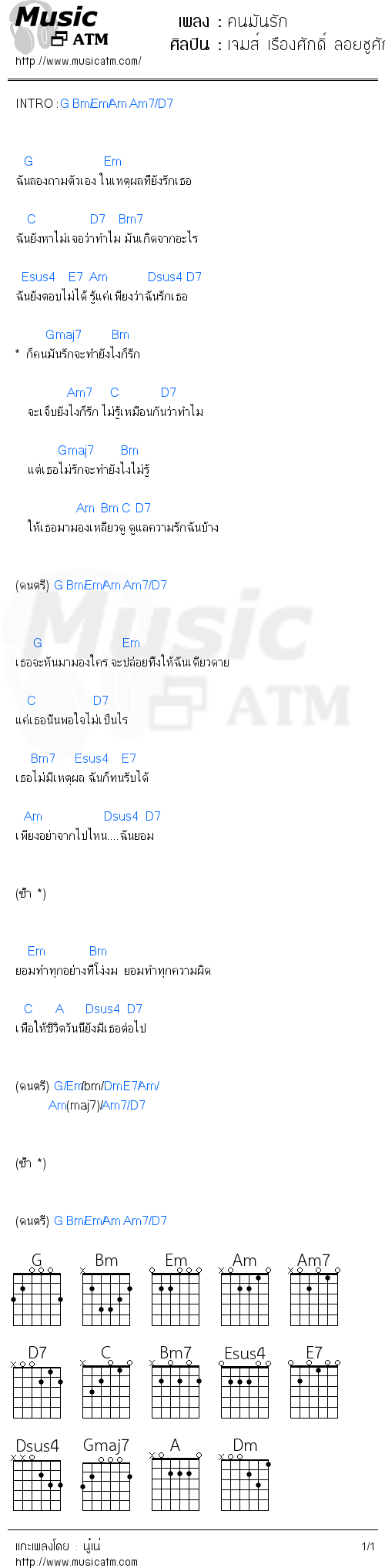 คอร์ดเพลง คนมันรัก