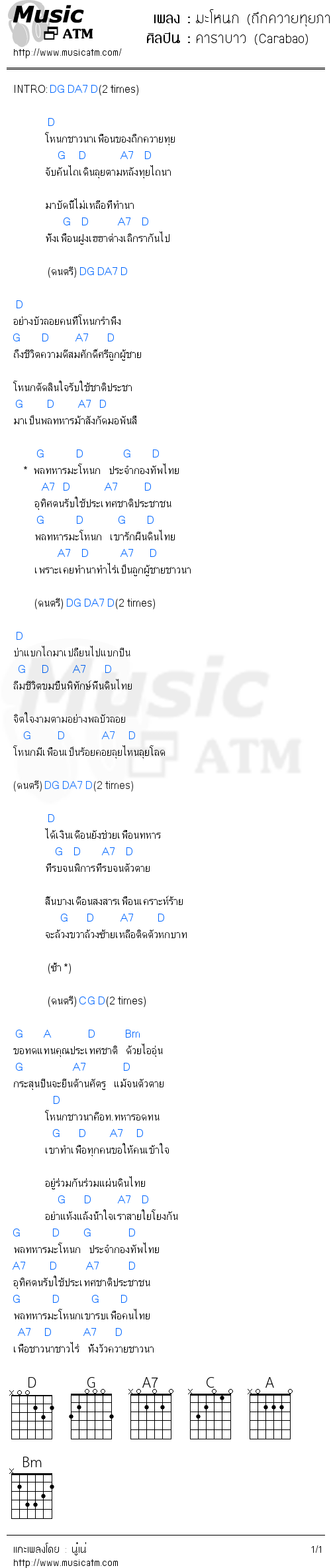 คอร์ดเพลง มะโหนก (ถึกควายทุยภาค6)